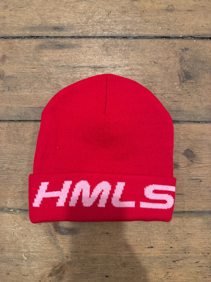 HMLSWRLD Utility Beanie – Red / White